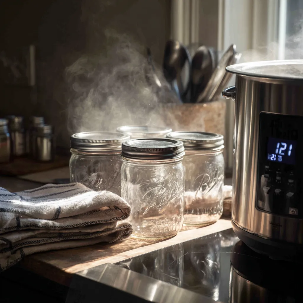 Jars cooking in a sous vide water bath at 172 degrees
