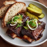 Plated sous vide ribs with sides
