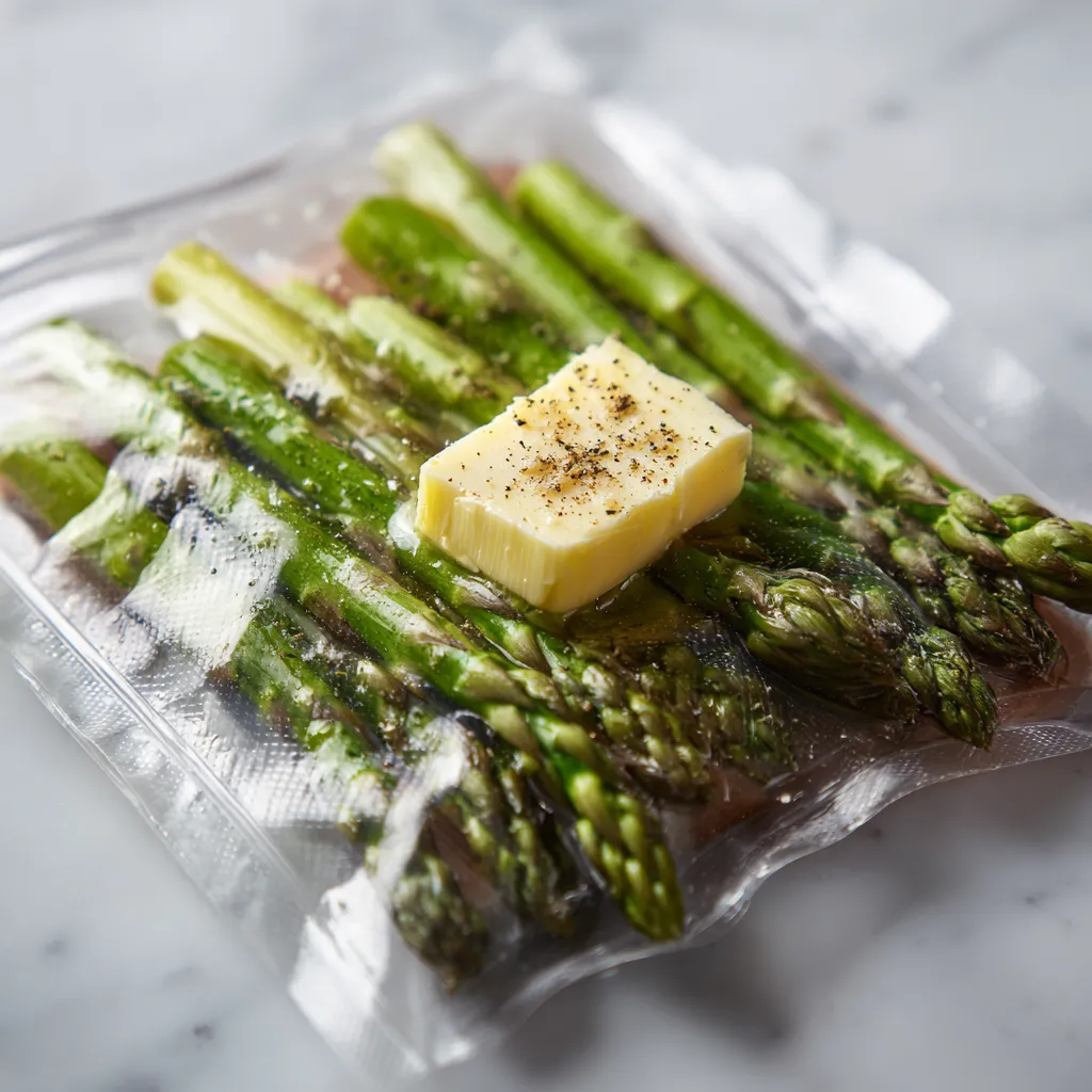 asparagus vacuum sealed for sous vide