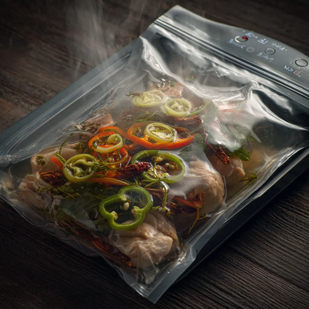 Sous Vide Chicken Fajitas – 5-Step Juicy Recipe You’ll Love 8 Sous vide chicken and peppers in water bath