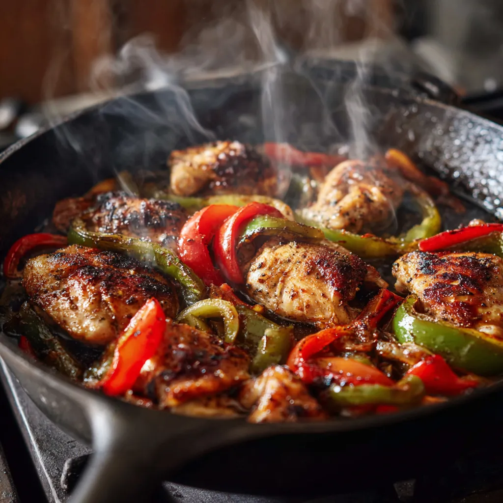 Sous Vide Chicken Fajitas – 5-Step Juicy Recipe You’ll Love 9 Chicken fajitas being seared after sous vide