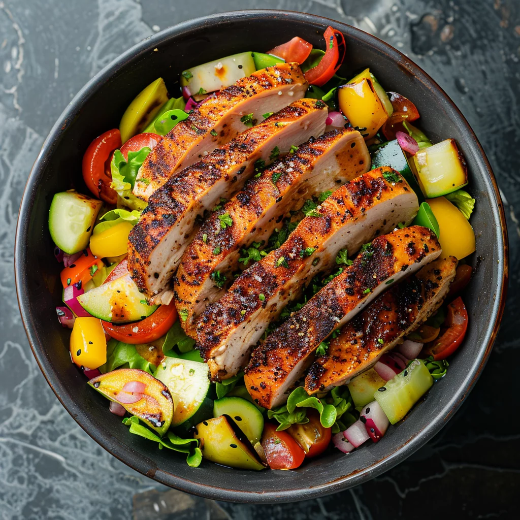 sous vide chicken salad bowl blackened ingredients