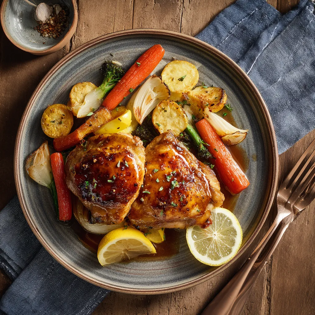 Plated sous vide chicken thighs Trader Joe’s