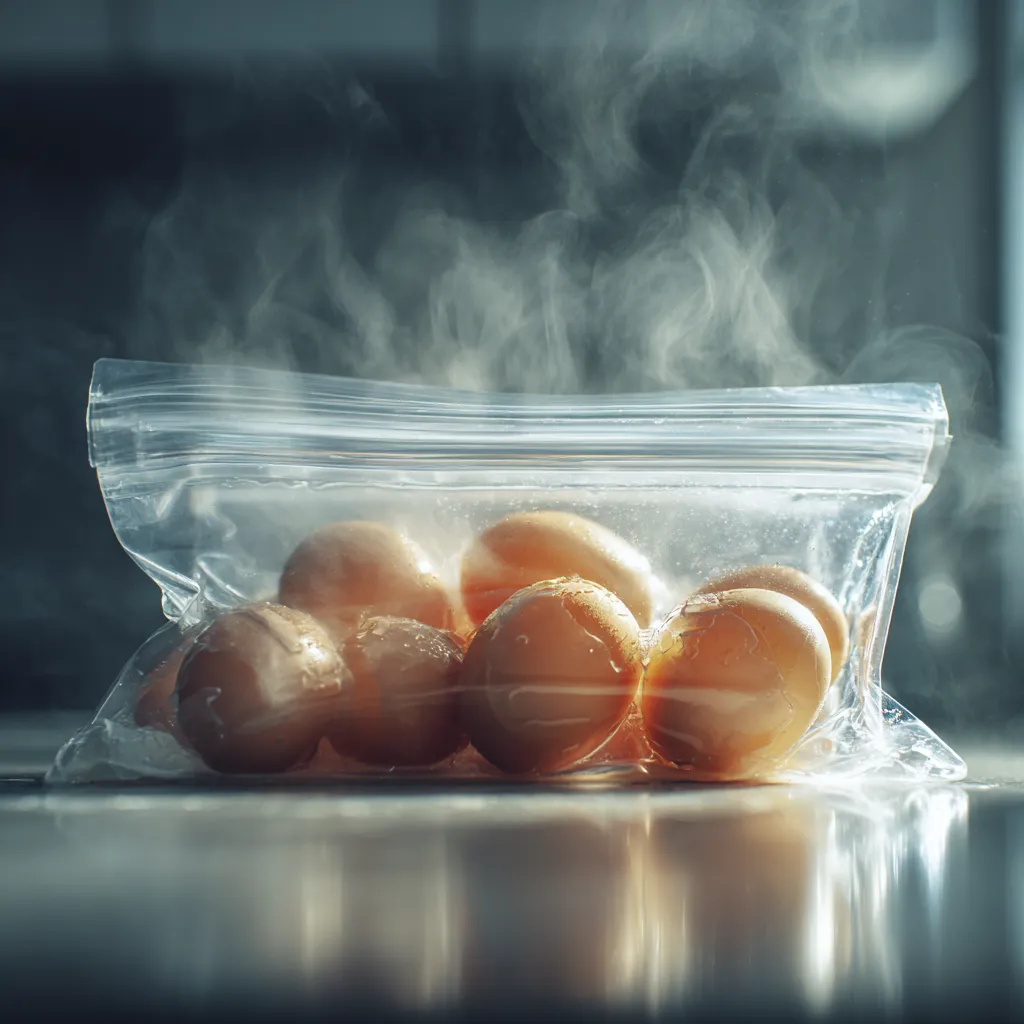 sous vide poaching eggs in water bath