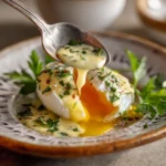 sous vide poached eggs hollandaise recipe card visual