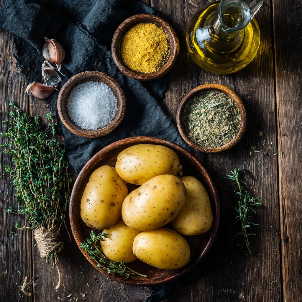 Ingredients for sous vide potatoes side dish