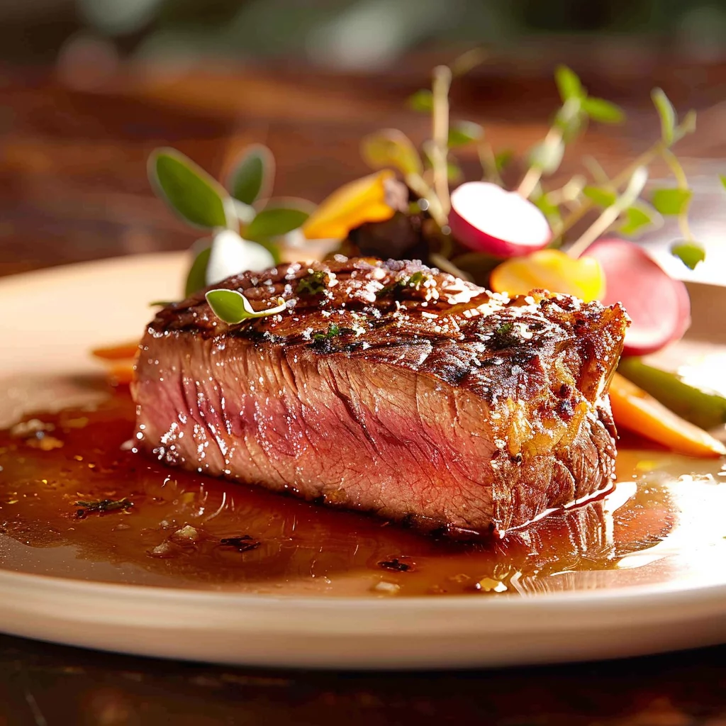sous vide steak crust serving