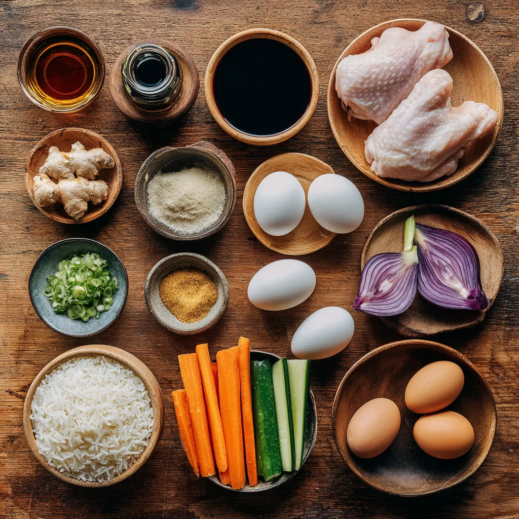 Ingredients for sous vide teriyaki chicken laid out