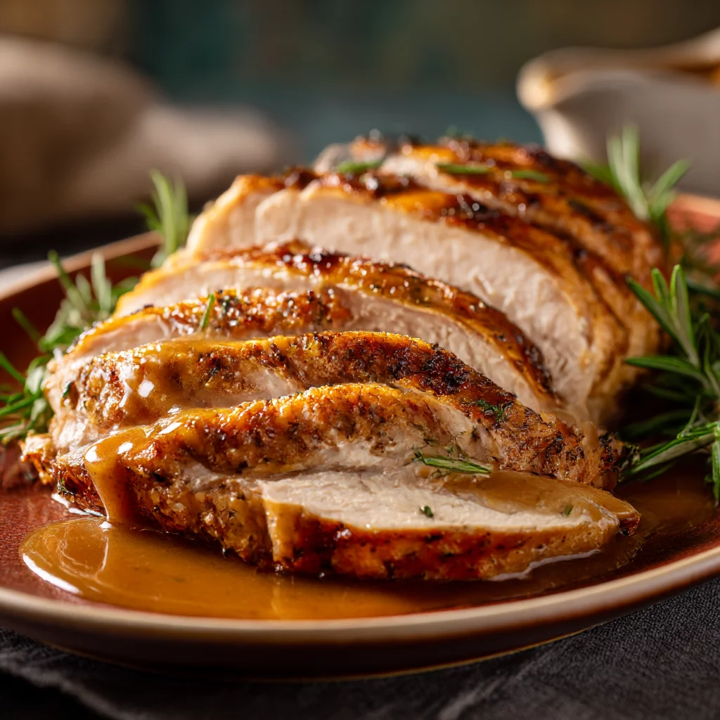 sous vide turkey crispy skin serving