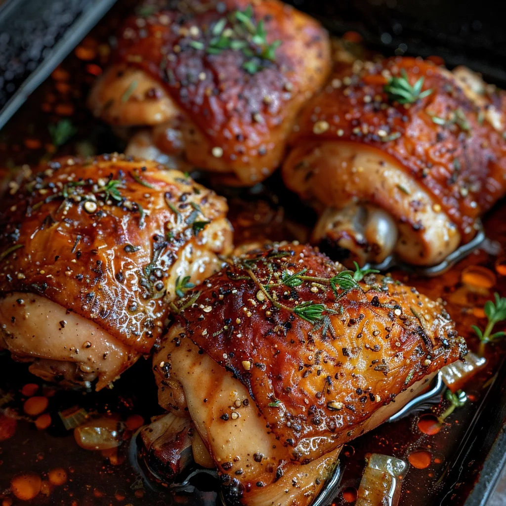 juicy sous vide chicken thighs with thyme and garlic serving
