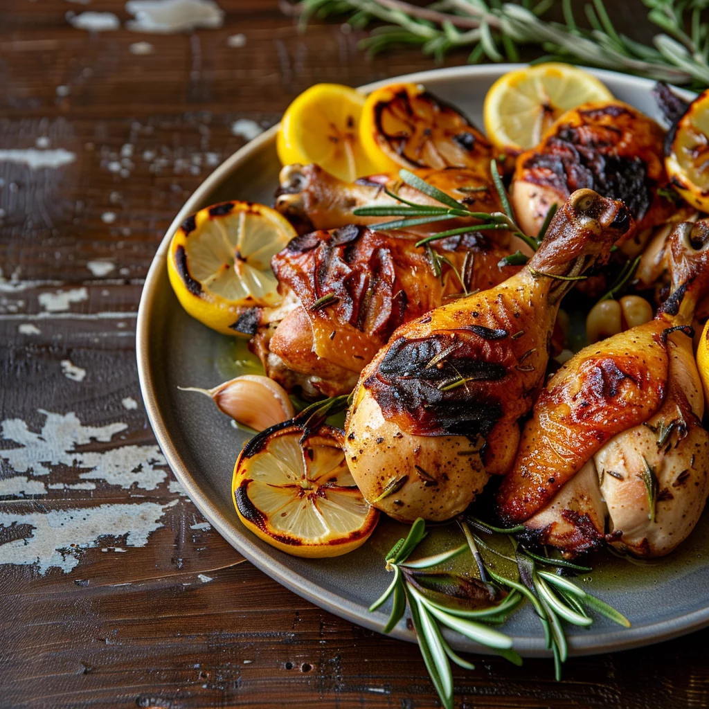 sous vide chicken breasts with lemon garlic and rosemary serving
