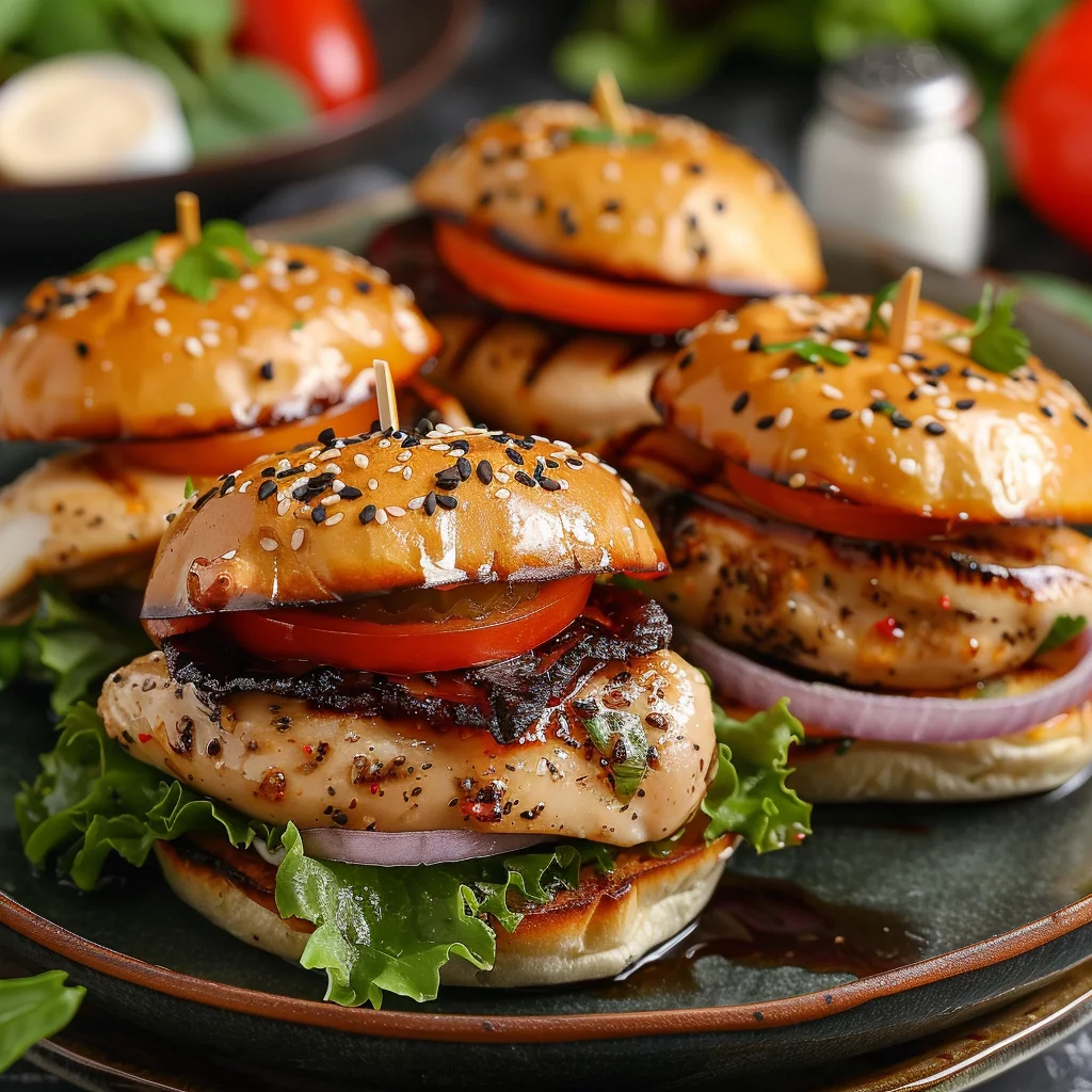 sous vide chicken burgers serving