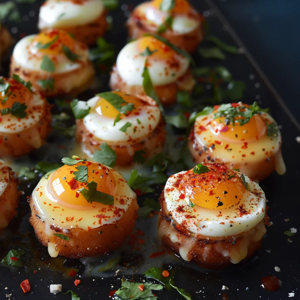sous vide egg bites with chile and cheese serving