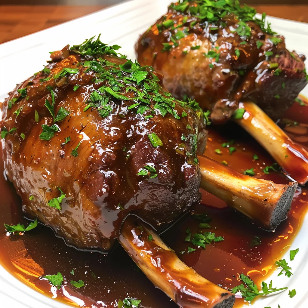 sous vide jamison farm lamb shank serving