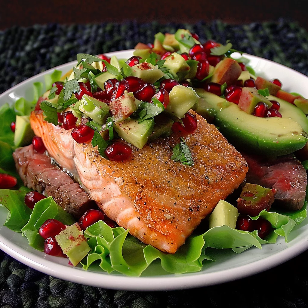 Sous Vide Pomegranate Avocado Salmon