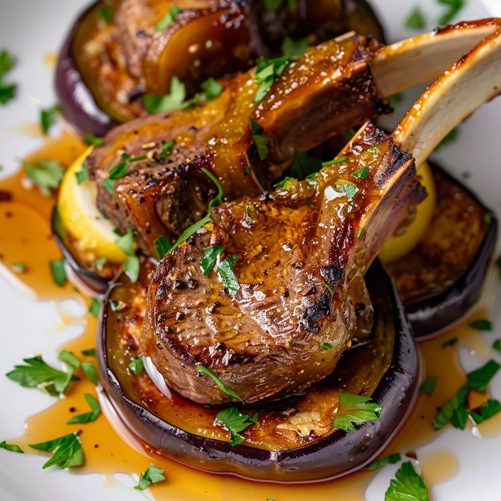 Sous Vide Rack Of Lamb With Seared Eggplant