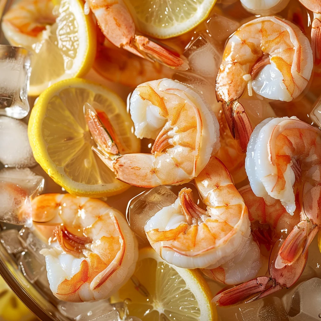 sous vide shrimp with lemon and icebath peel shader ingredients