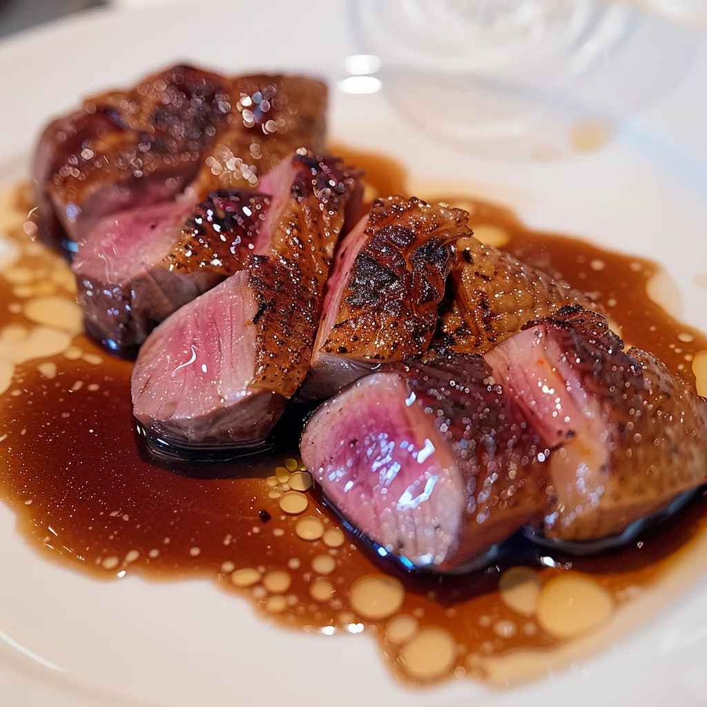 crispy skin sous vide duck breast serving