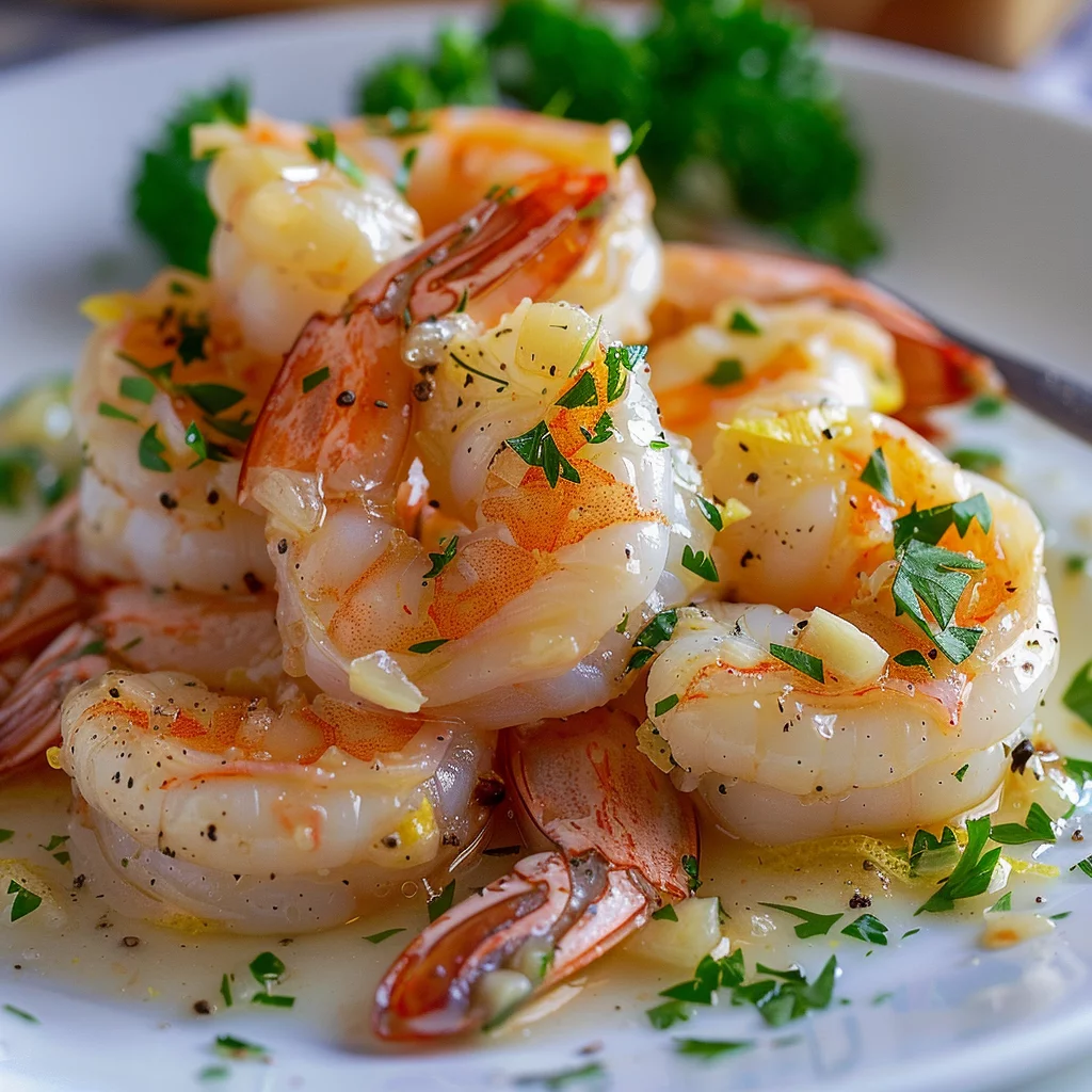 easy sous vide shrimp with garlic and lemon serving