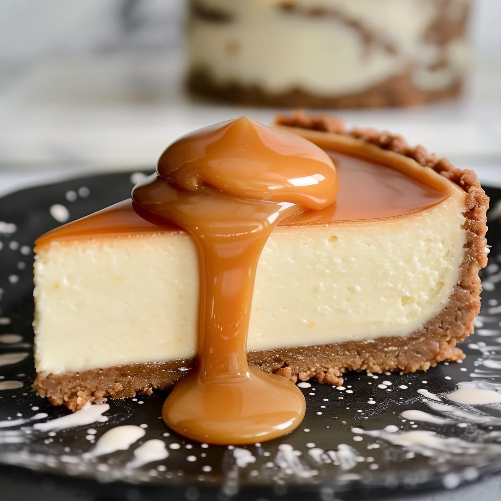 sous vide caramel cheesecake serving