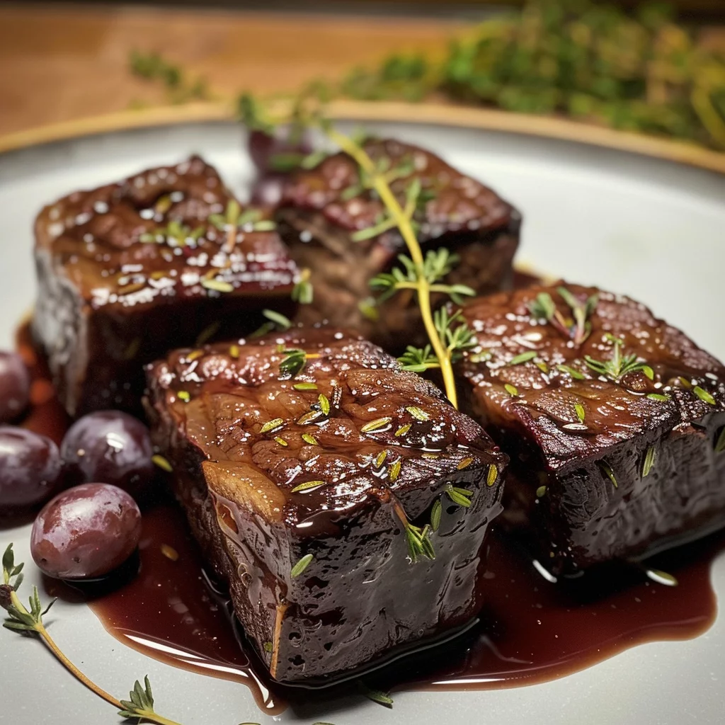 tender sous vide short ribs serving