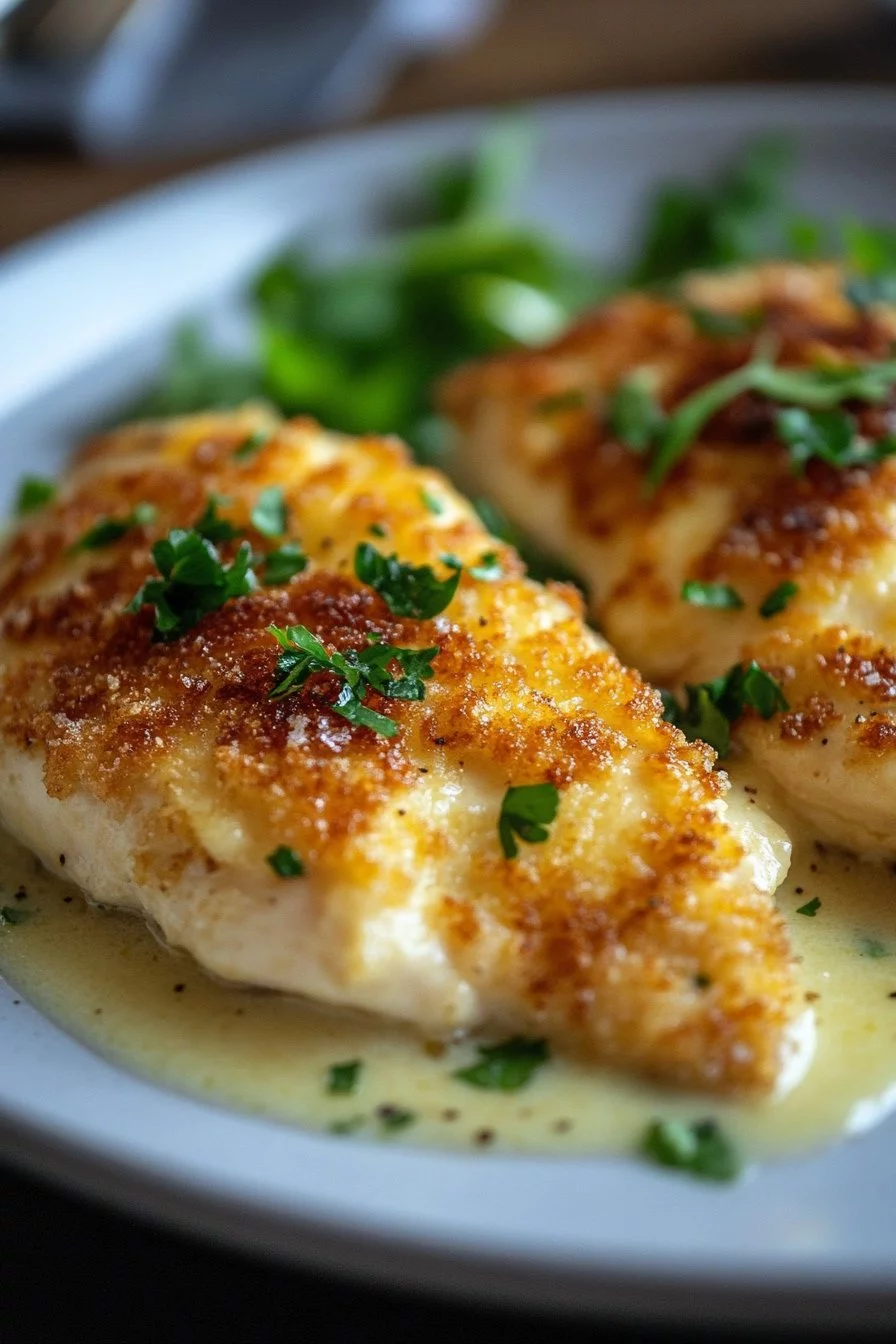 Parmesan Crusted Chicken with Garlic Sauce