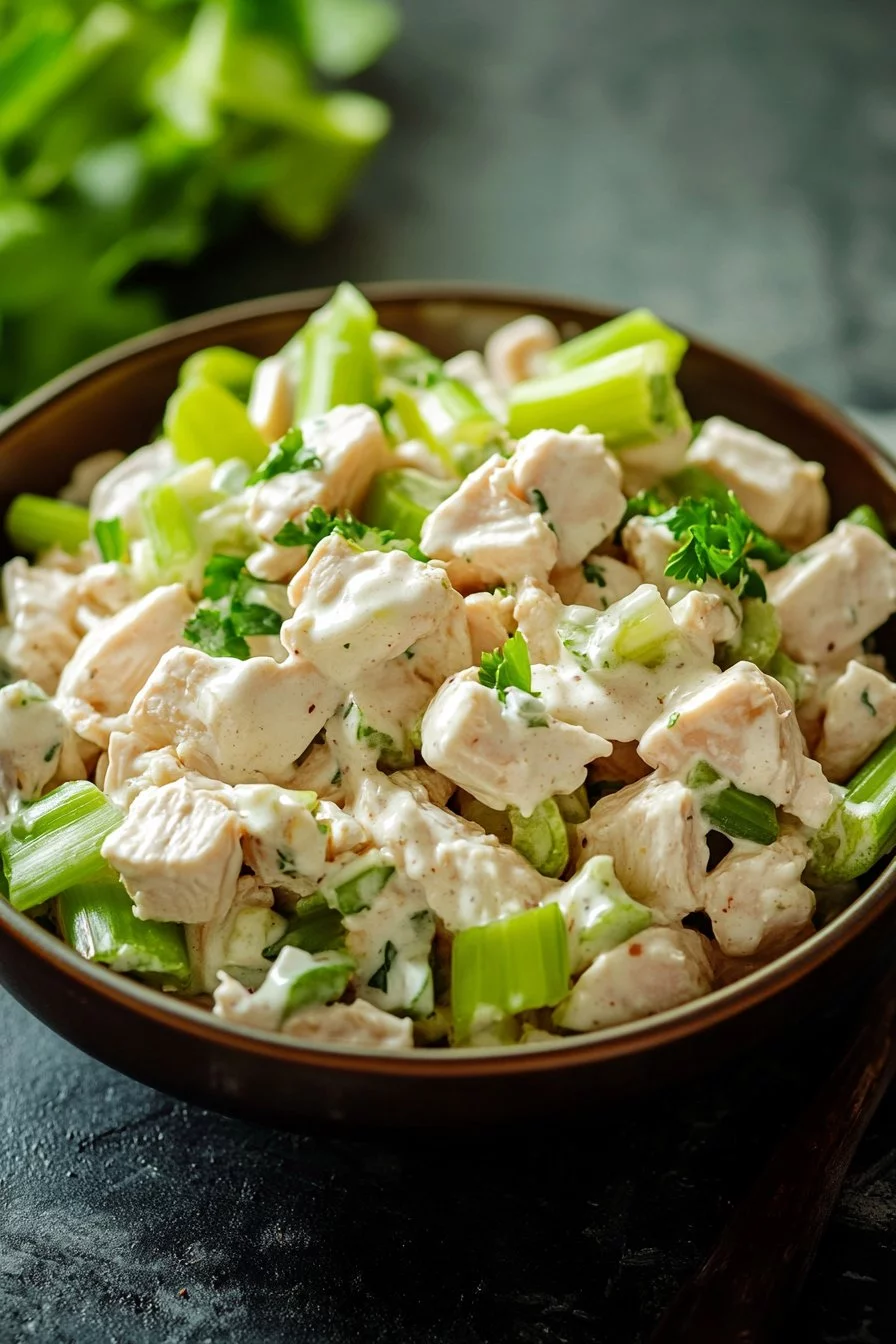 Classic Chicken Salad with Creamy Dressing and Crunchy Celery