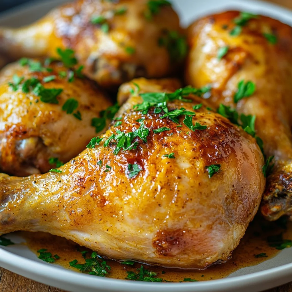 Juicy baked chicken leg quarters seasoned to perfection