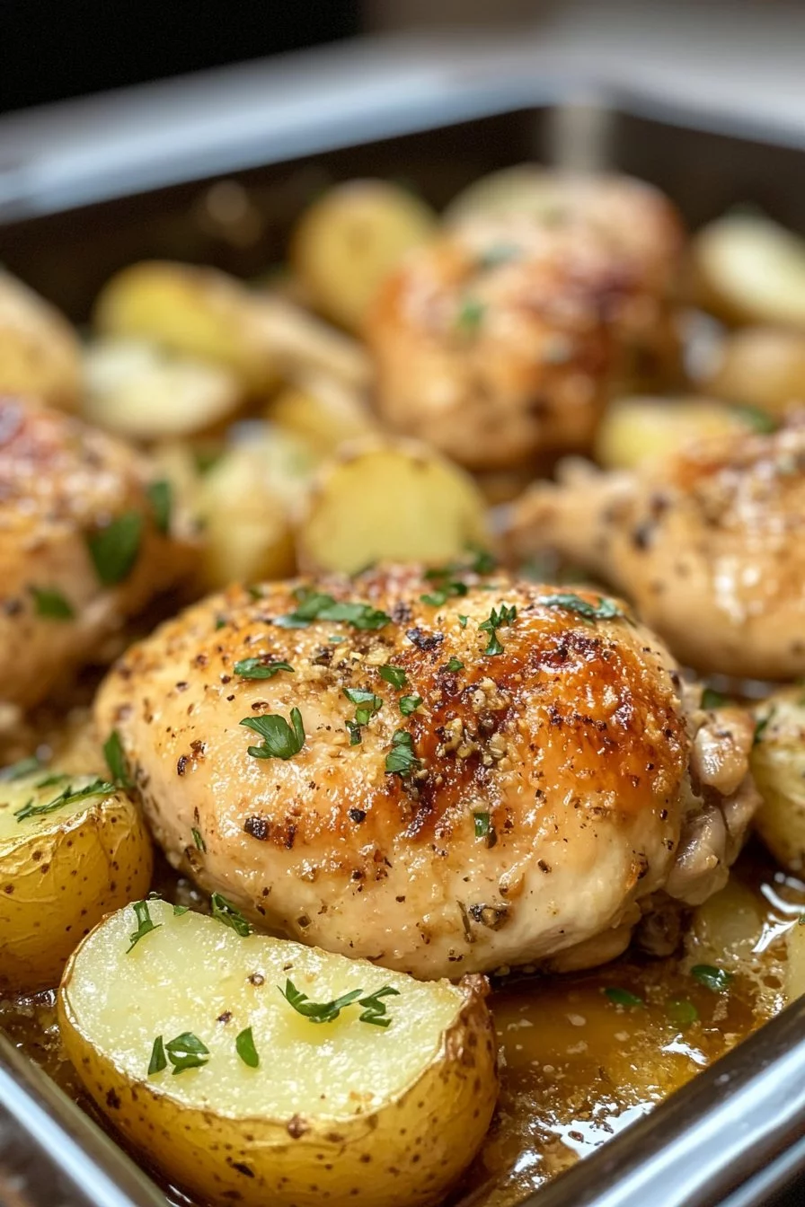 Garlic Parmesan Crockpot Chicken and Potatoes