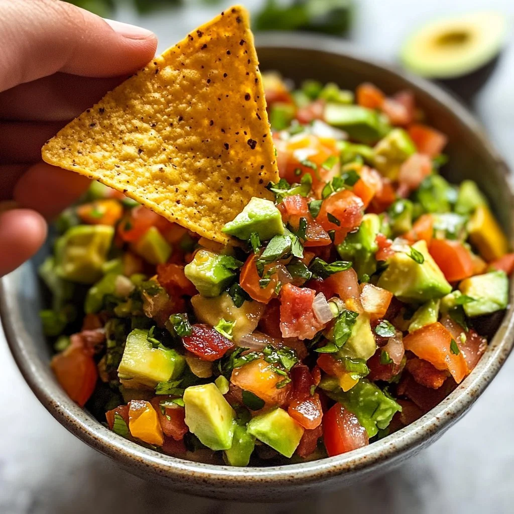 A vibrant bowl of BLT Chicken Salad with lettuce, chicken, bacon, and tomatoes.