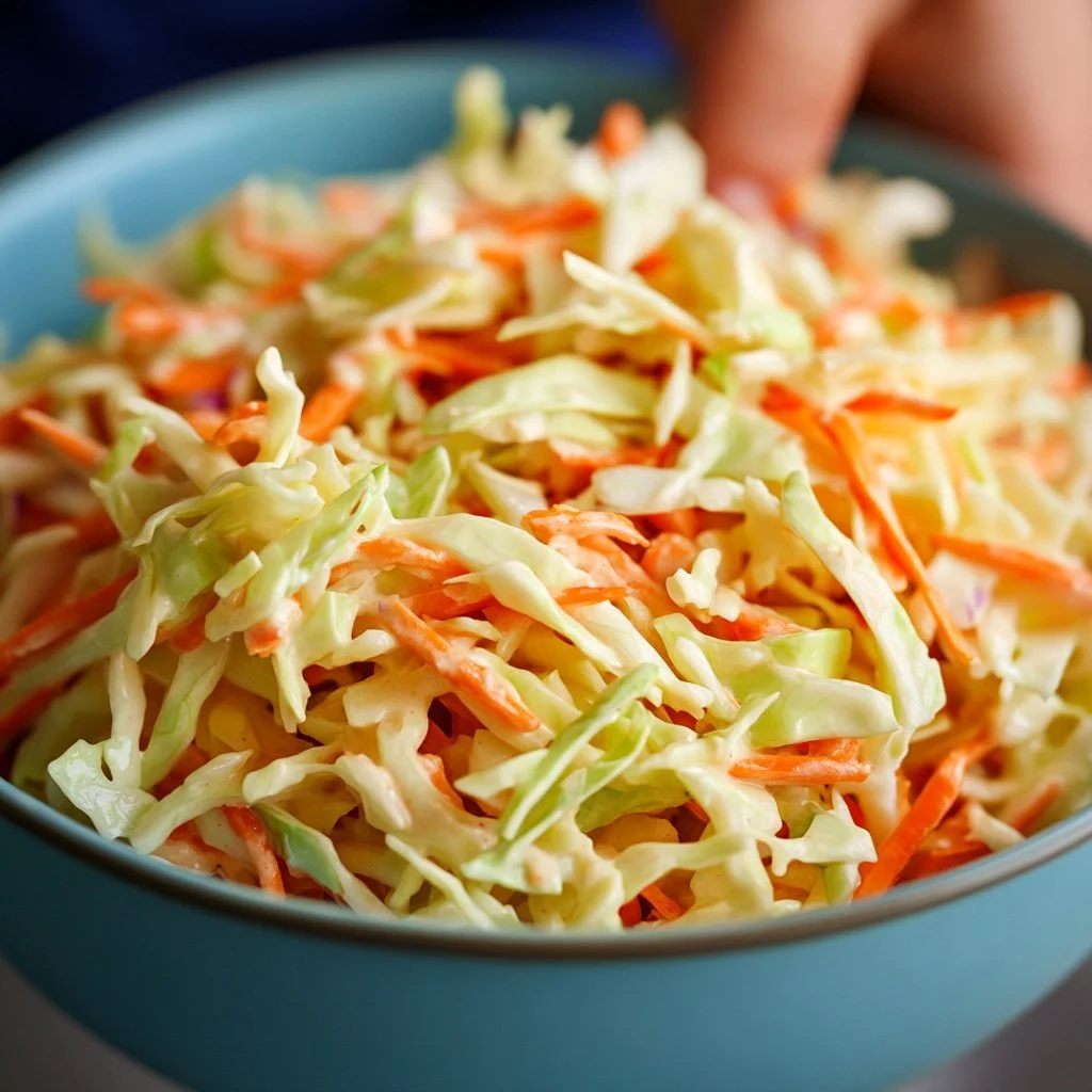 Bowl of homemade Copycat KFC coleslaw served in a dish