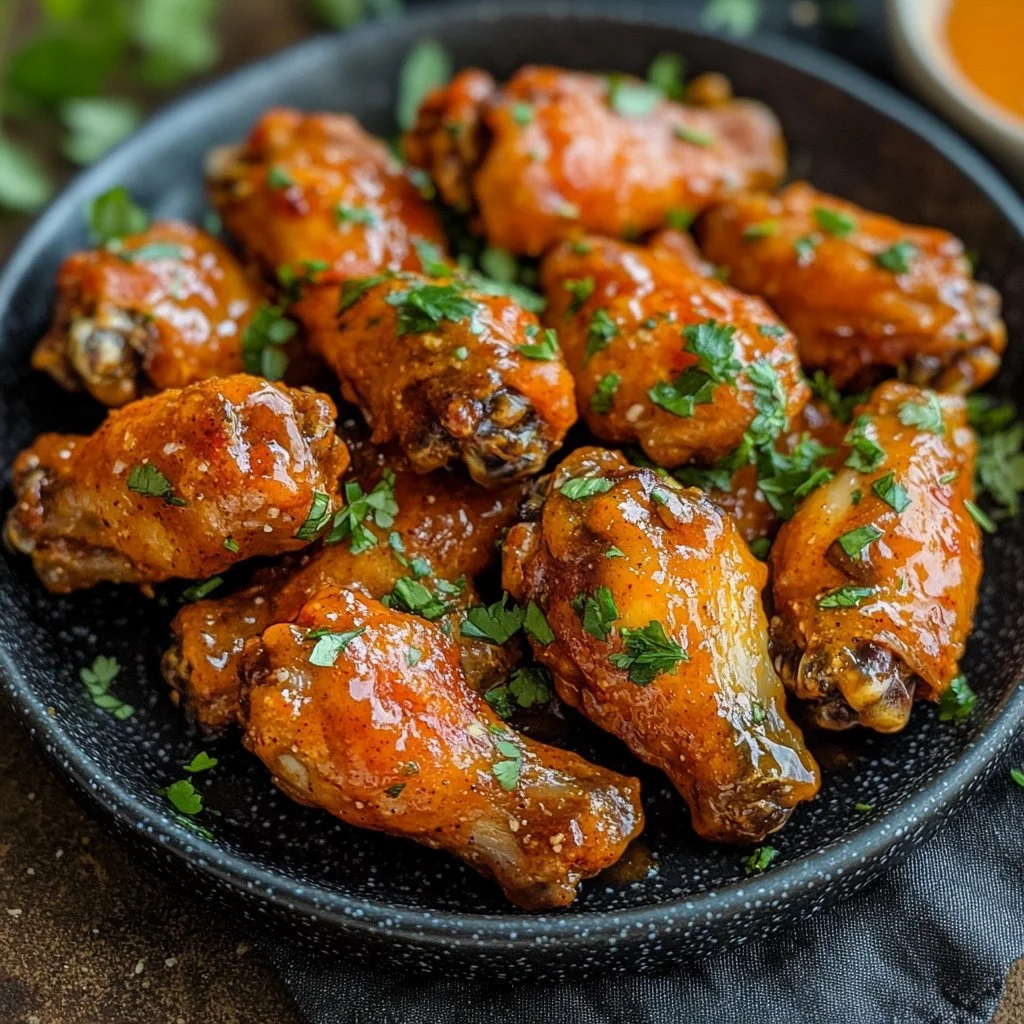 Cowboy Butter Chicken Wings garnished and ready to serve