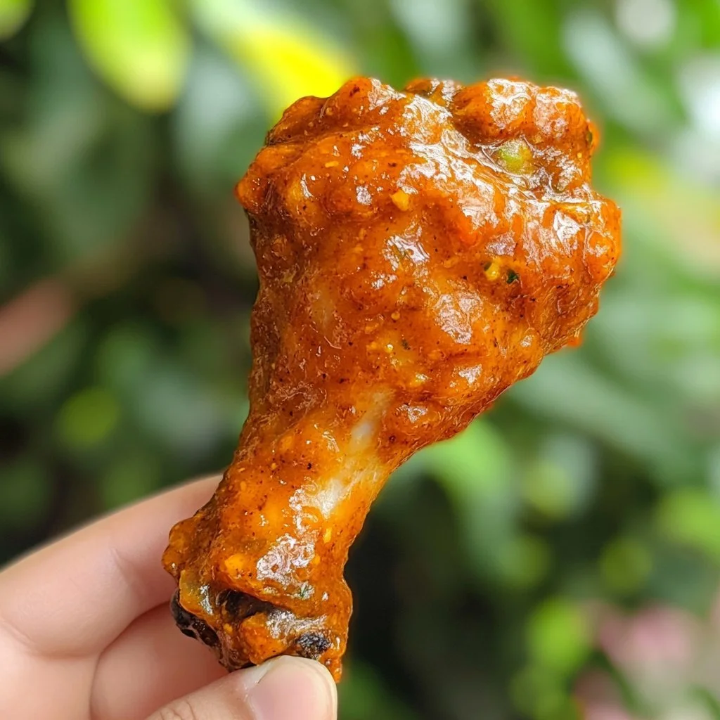 Crispy chicken wings served with spicy cream sauce on a plate