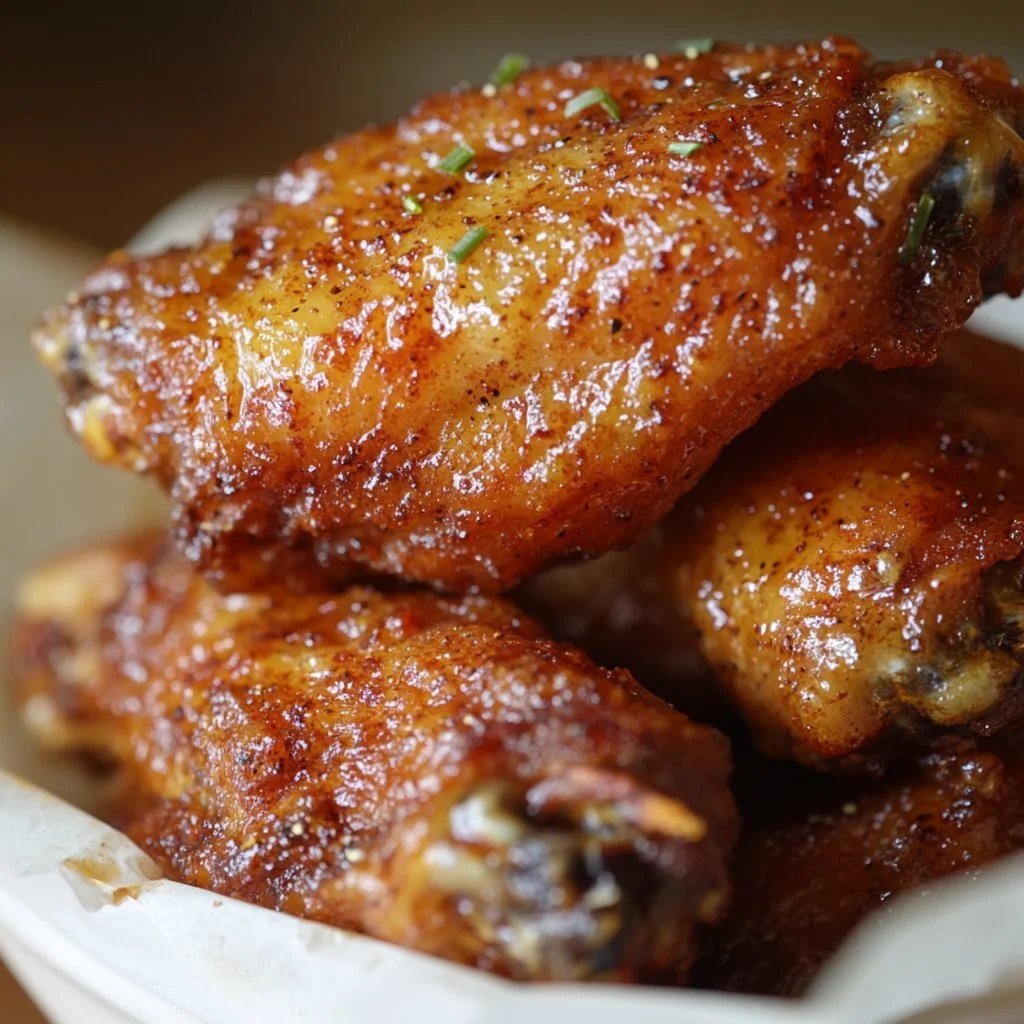 Crispy oven baked chicken wings served with dipping sauce