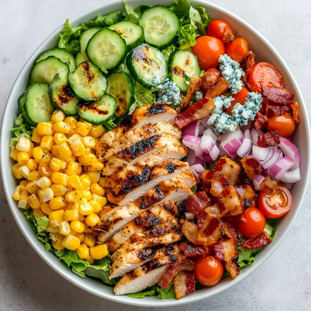 Easy Grilled Chicken Salad with fresh vegetables and a light dressing
