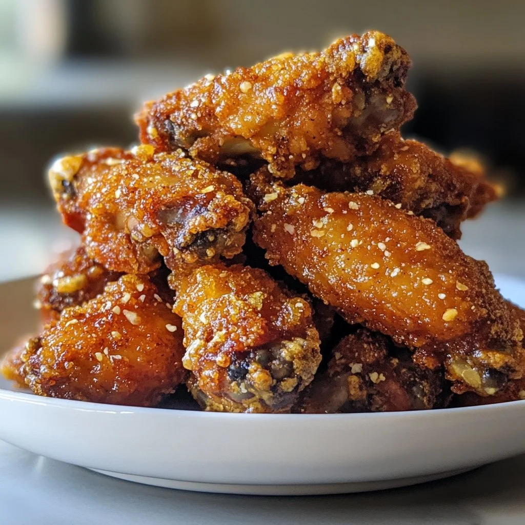 Oven fried chicken wings served on a platter with dipping sauce.