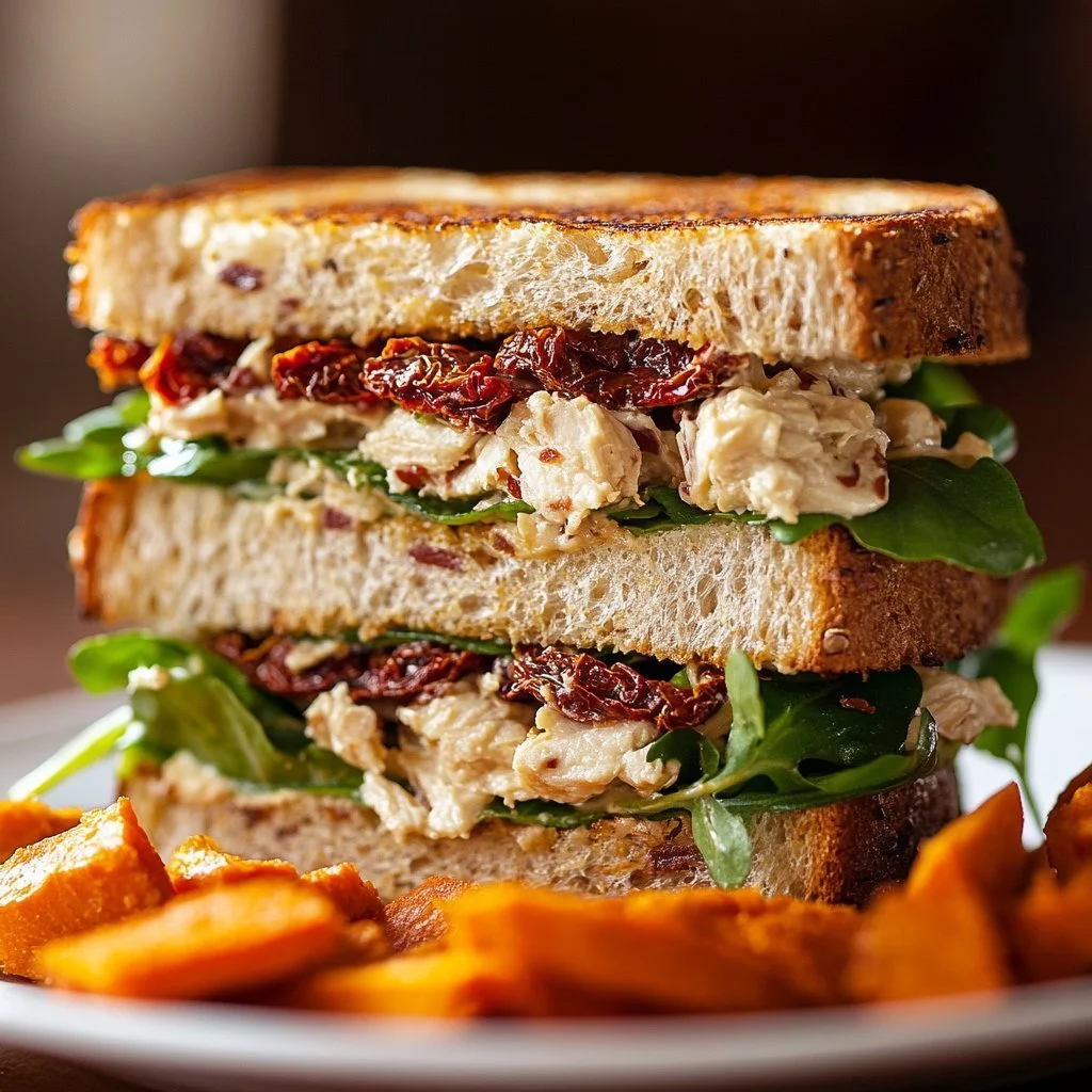 Delicious Sun Dried Tomato Chicken Salad with fresh ingredients.