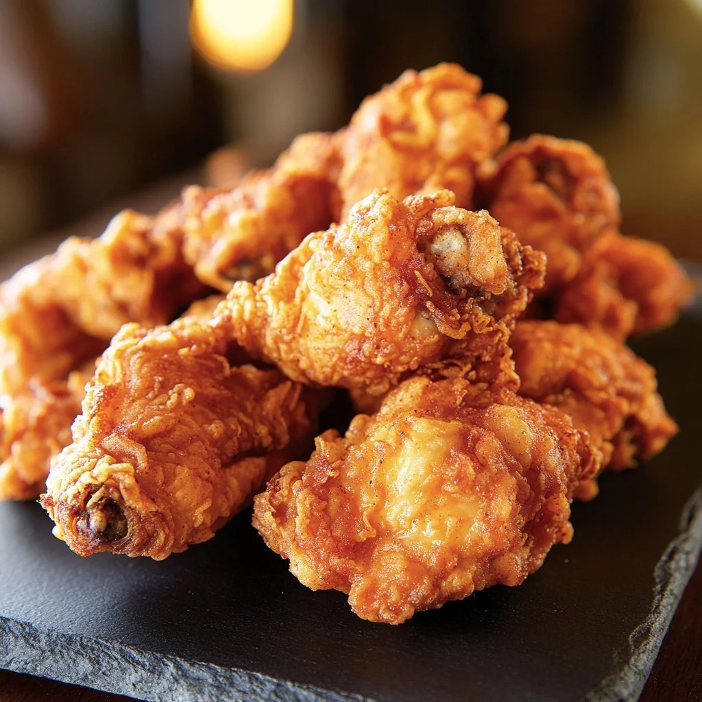 Delicious plate of Willie Mae's fried chicken served with sides