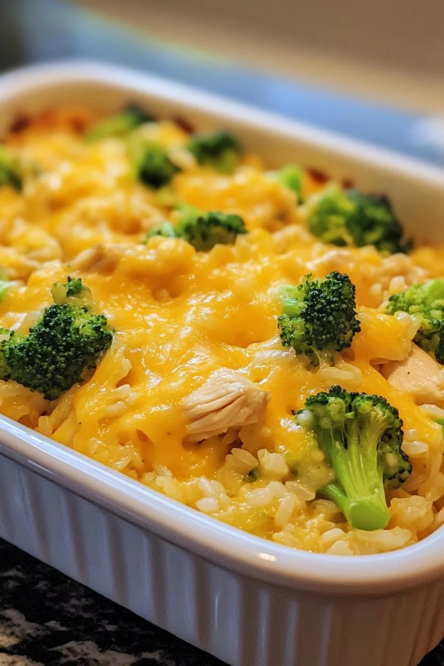 Cheesy Broccoli Chicken and Rice Casserole