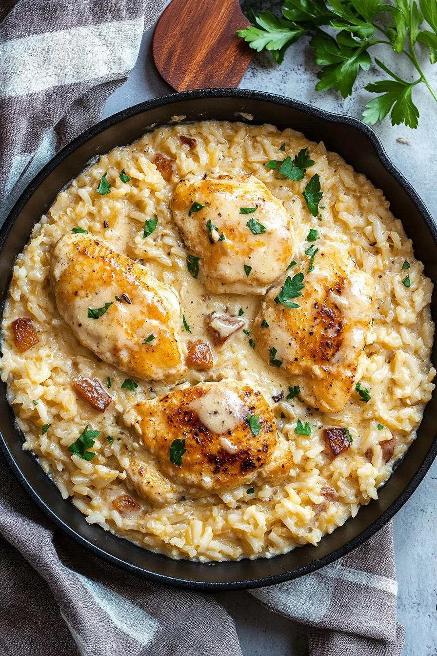 One-Pan Creamy Parmesan Chicken & Rice