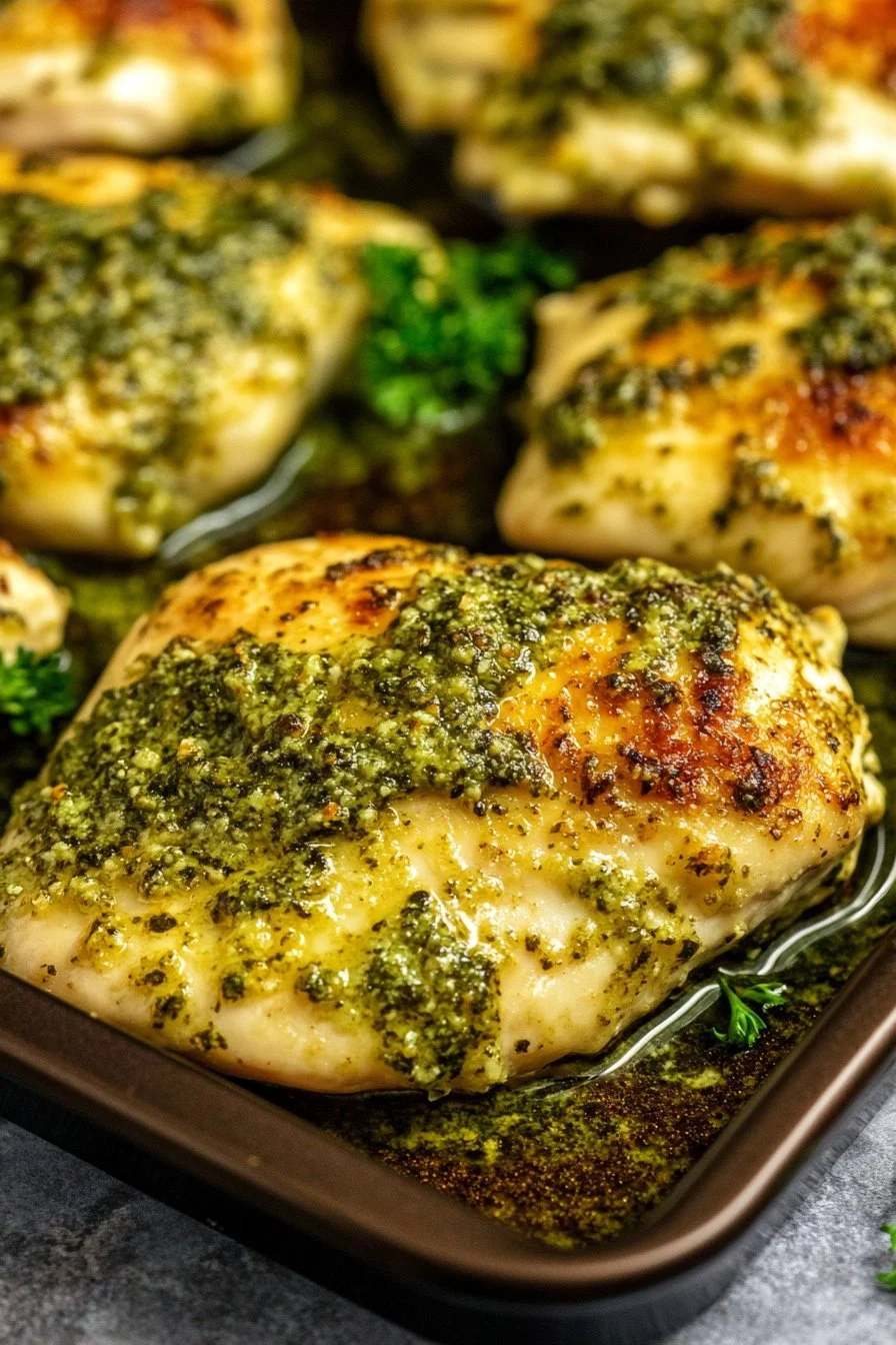 Easy 4-Ingredient Pesto Baked Chicken