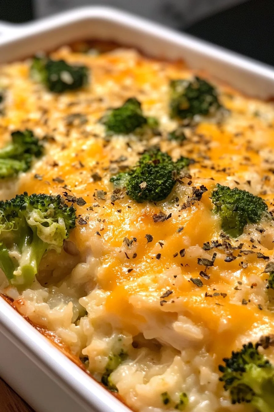 Cheesy Broccoli Chicken and Rice Casserole