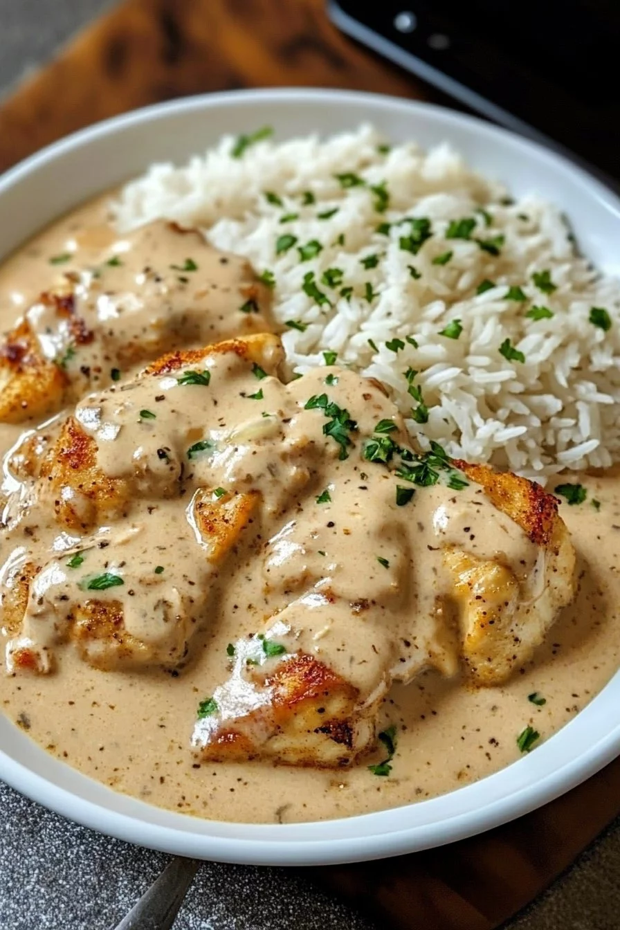 Creamy Smothered Chicken and Rice Delight