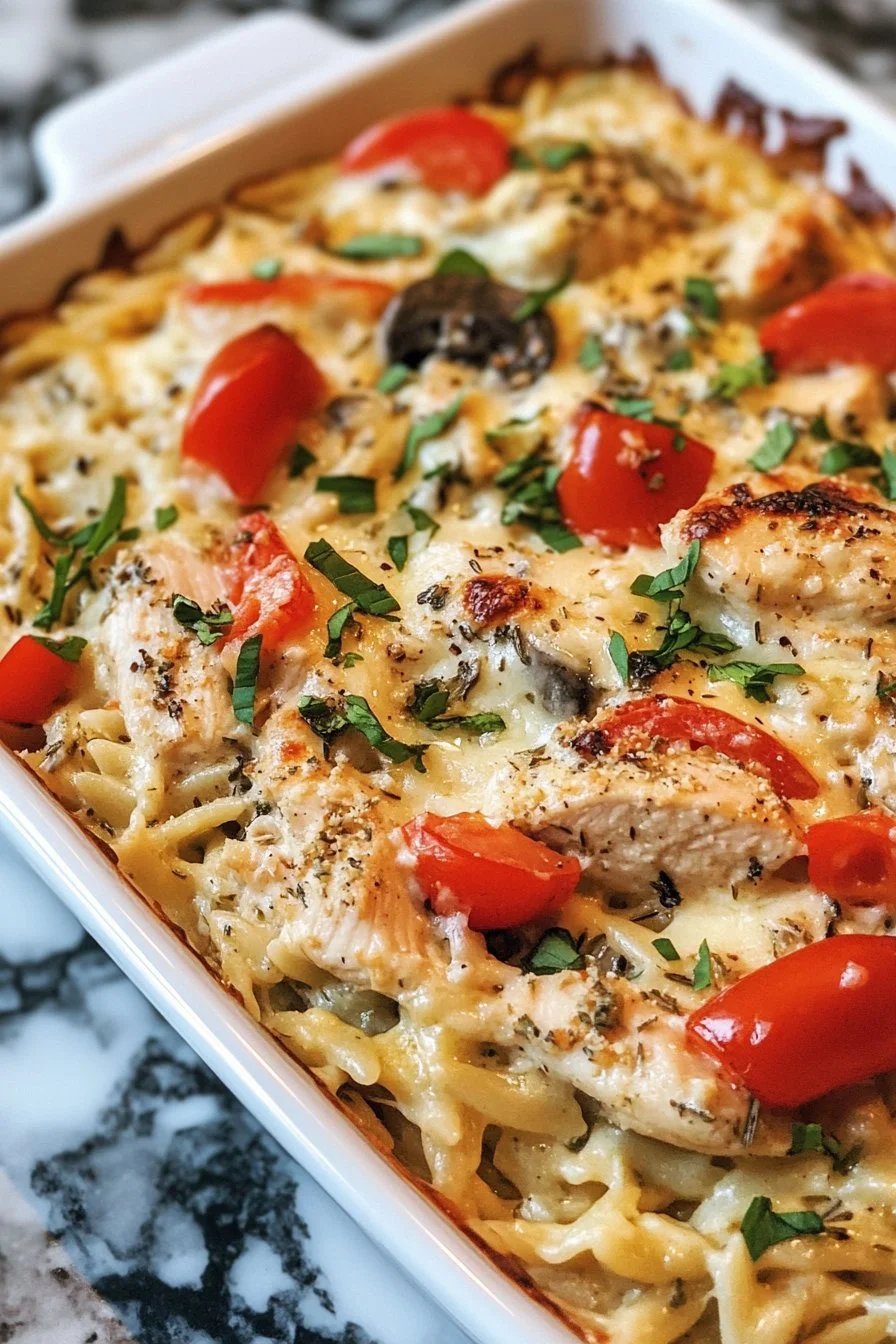 Boursin Orzo Bake with Chicken and Veggies