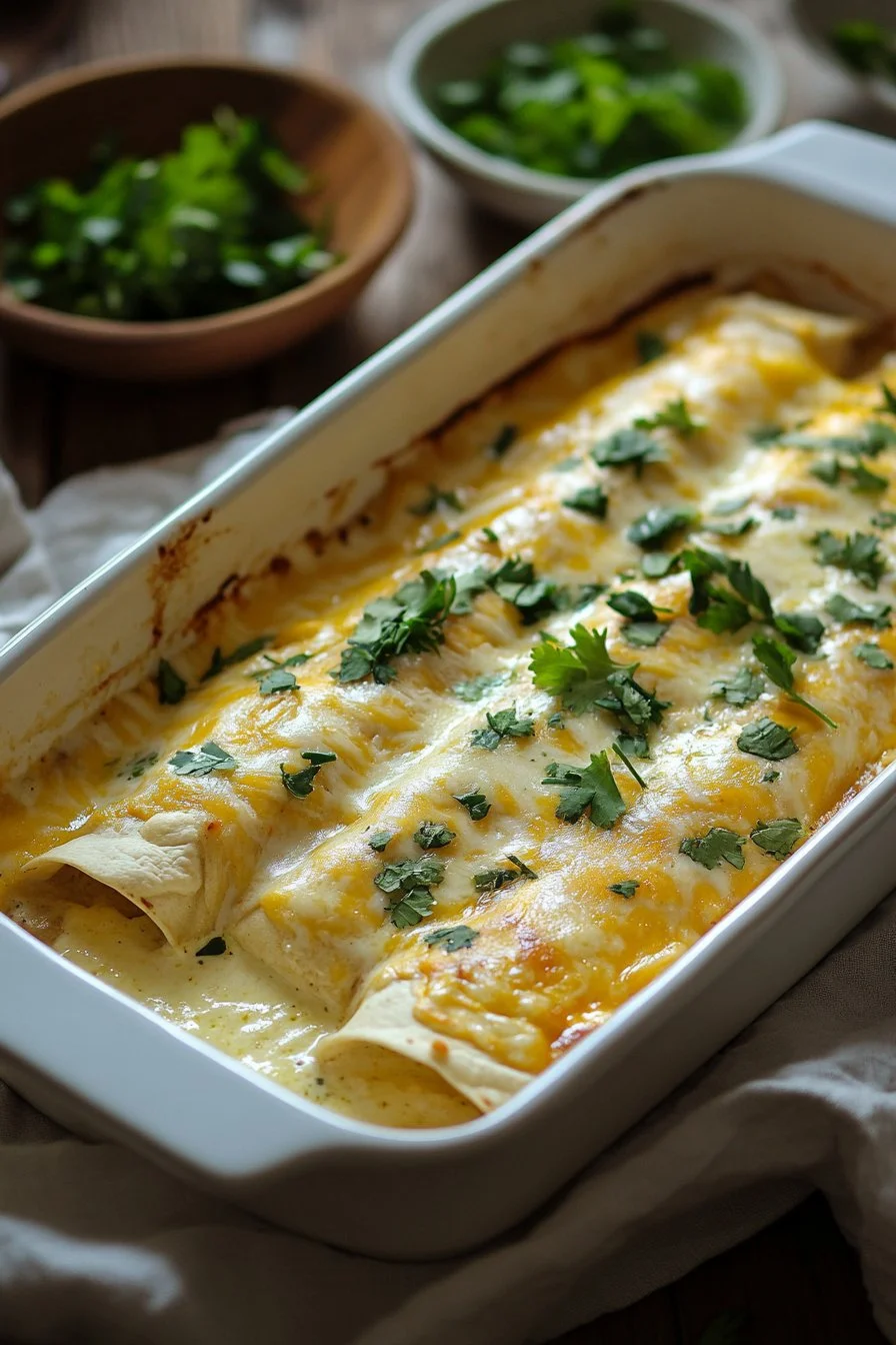 Chicken Enchiladas with Sour Cream White Sauce