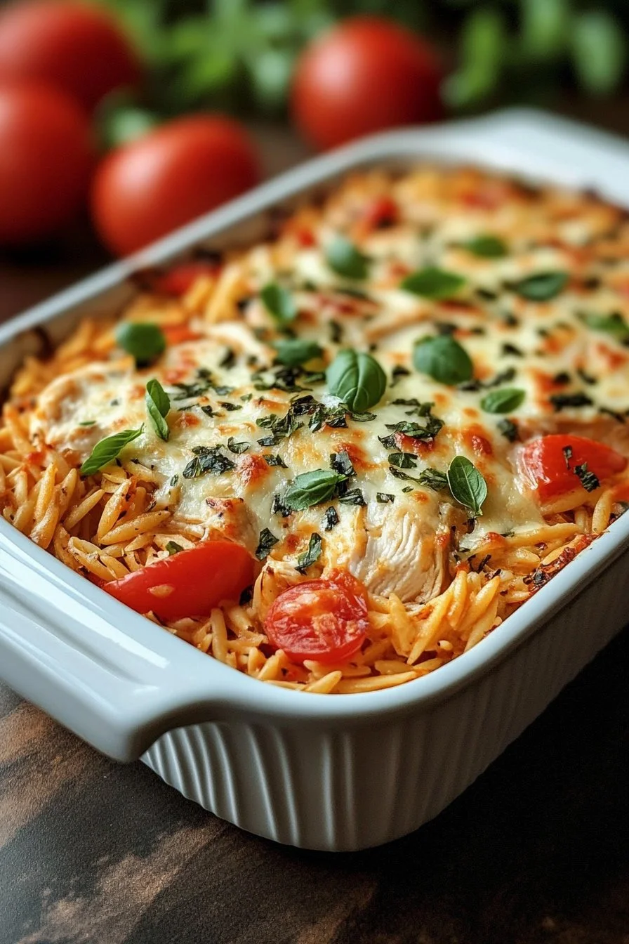 Boursin Orzo Bake with Chicken and Veggies