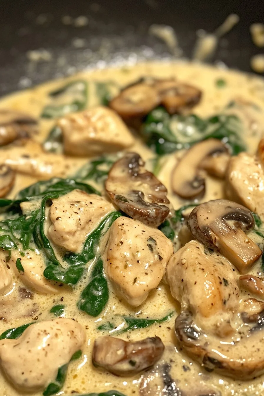 Creamy Chicken Mushroom Spinach Skillet