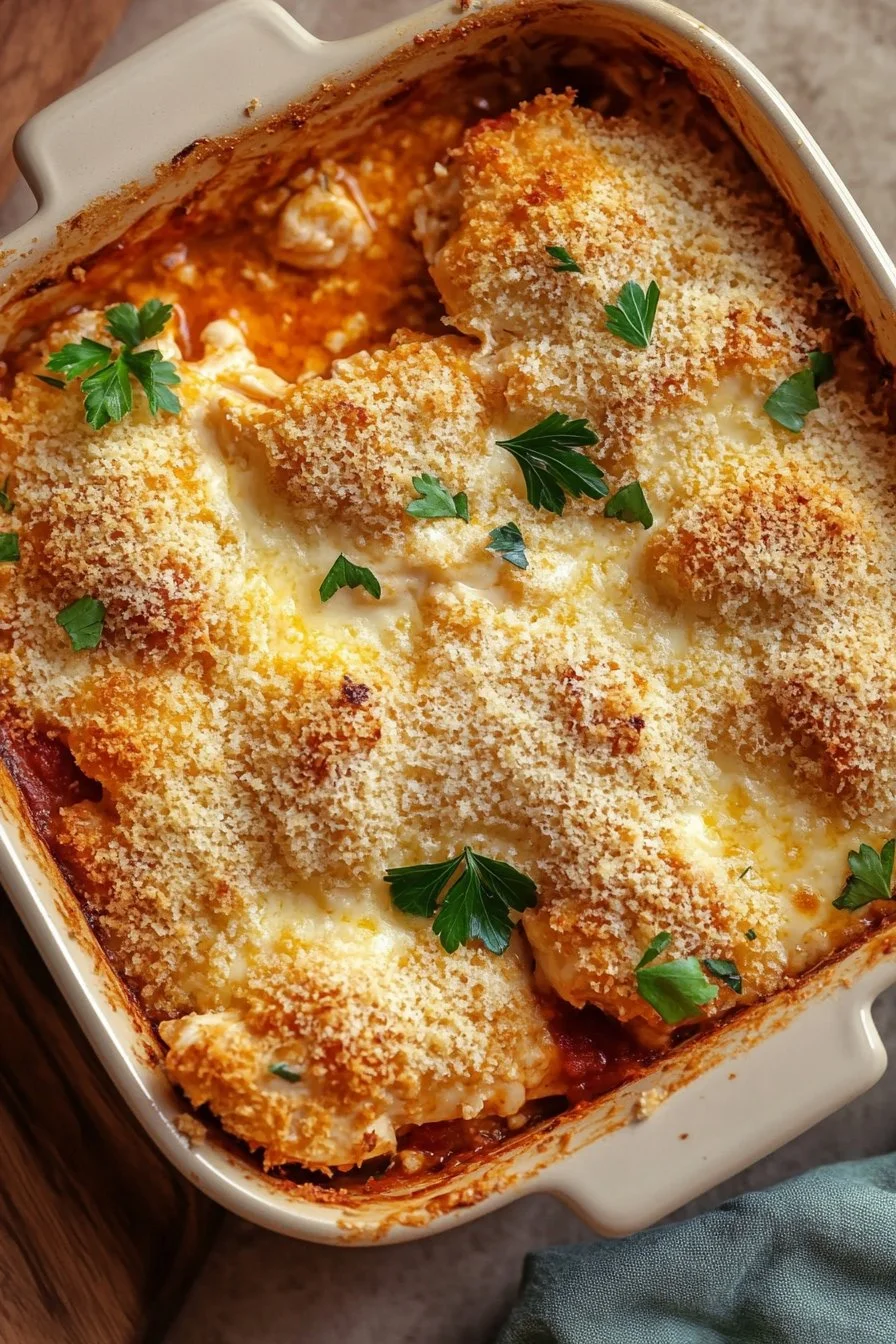 Dump-and-Bake Chicken Parmesan Casserole