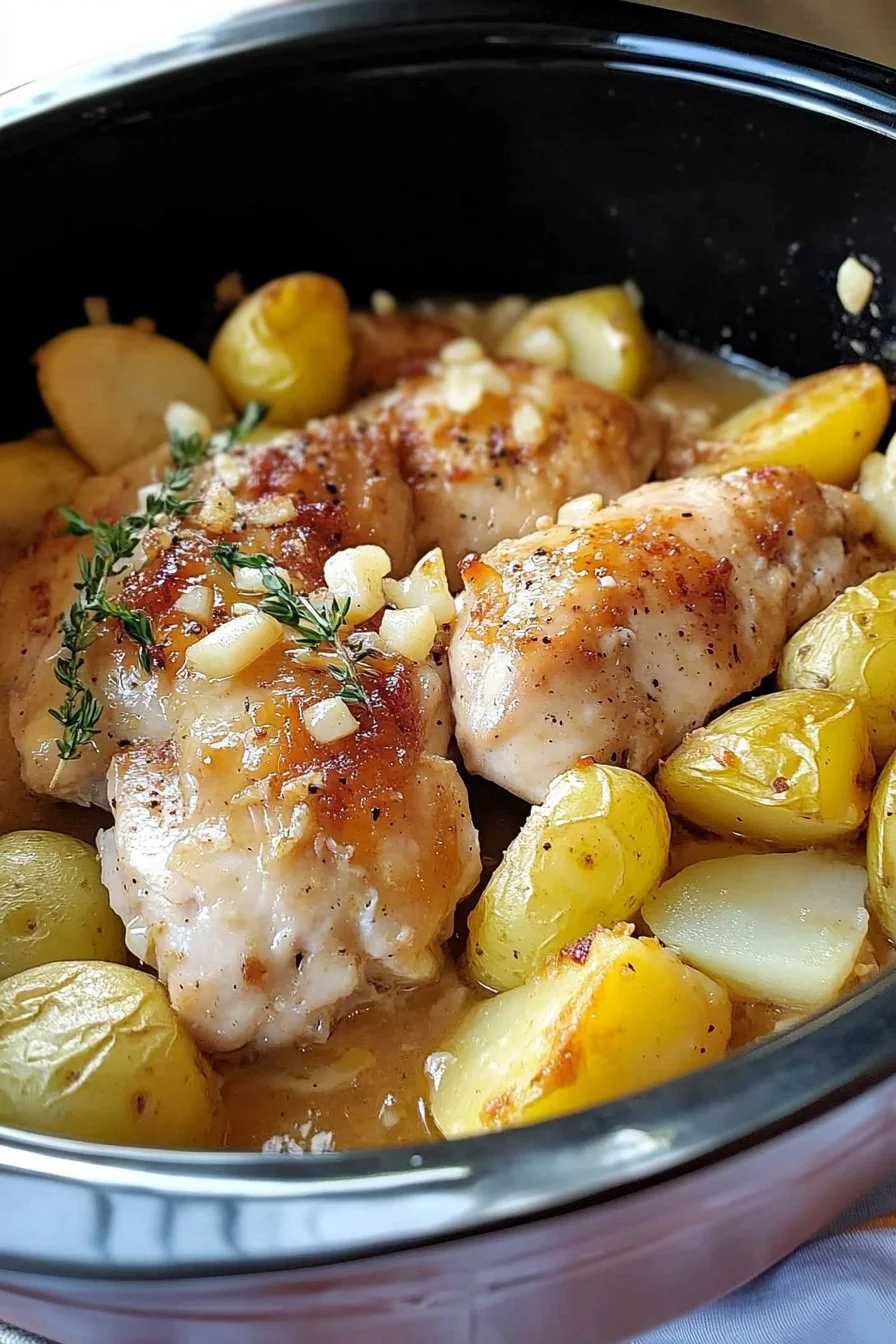 Slow Cooker Parmesan Garlic Chicken and Potatoes
