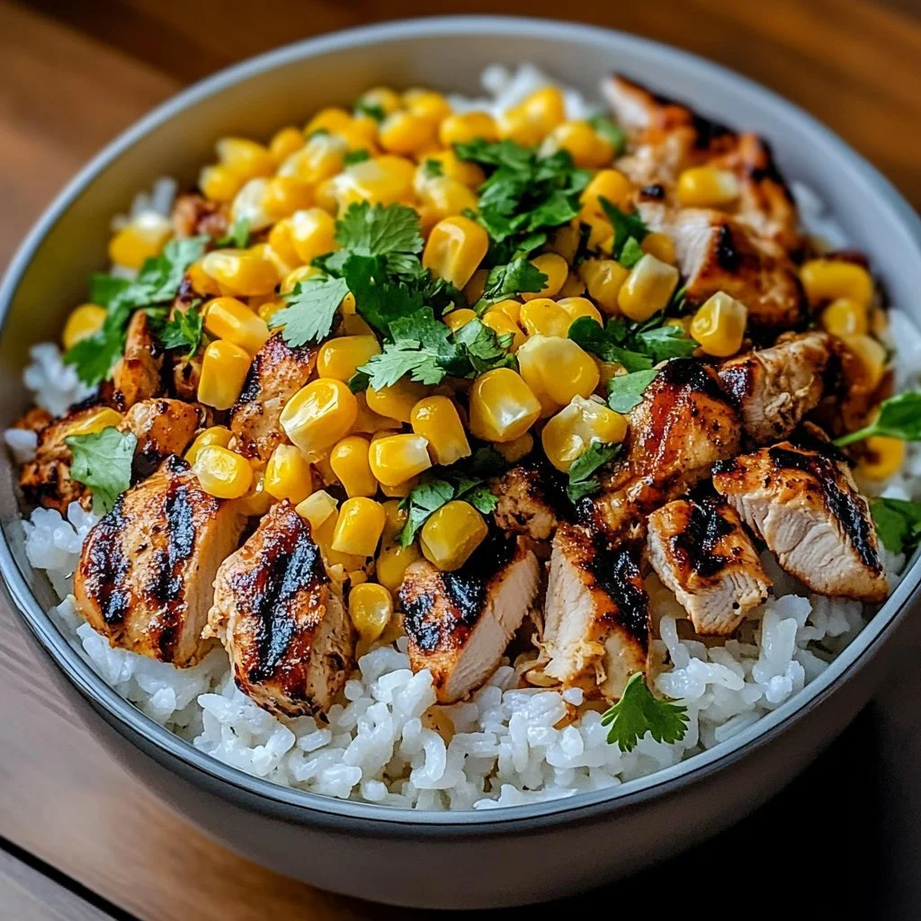 Delicious Street Corn Chicken Rice Bowl with fresh ingredients and vibrant flavors